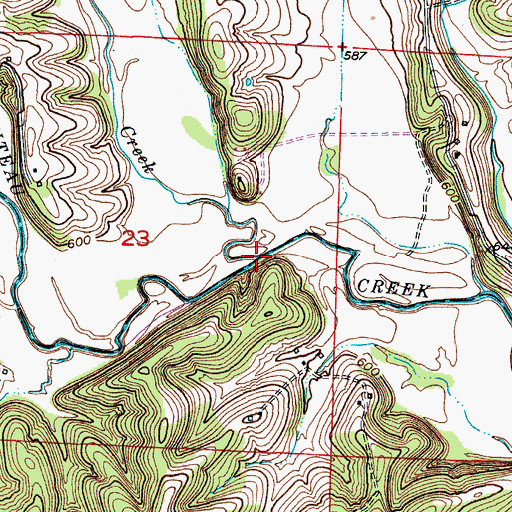 Topographic Map of Howard Creek, MO