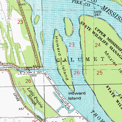 Topographic Map of Howard Island, MO
