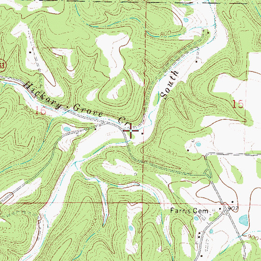 Topographic Map of Hickory Grove Creek, AR