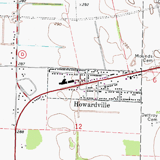 Topographic Map of Howardville, MO