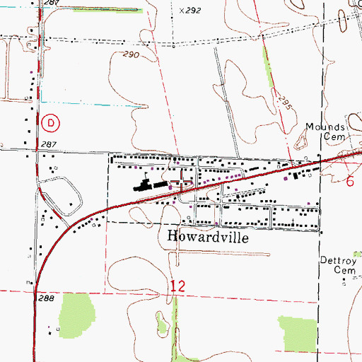 Topographic Map of Howardville, MO