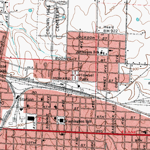 Topographic Map of Howsel Park, MO