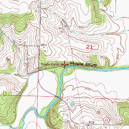 Topographic Map of Hoyle Bluff, MO