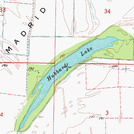 Topographic Map of Hubbard Lake, MO
