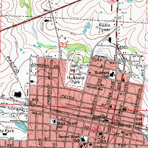 Topographic Map of Hubbard Park, MO