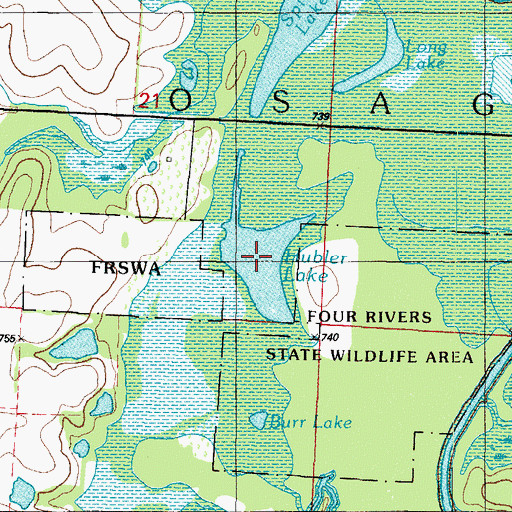 Topographic Map of Hubler Lake, MO
