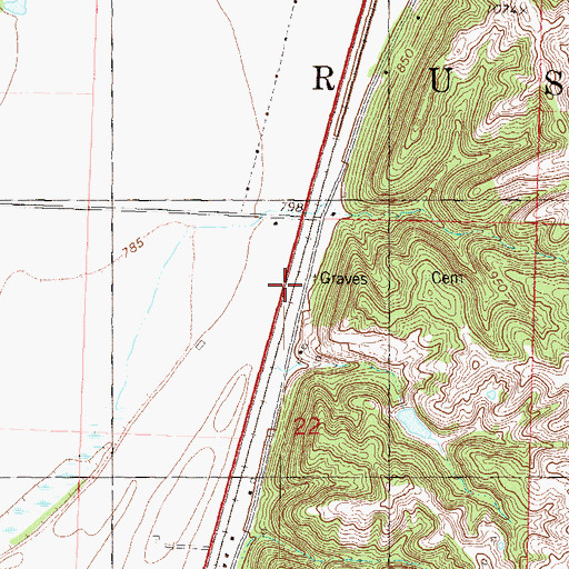 Topographic Map of Hudseph Cemetery, MO