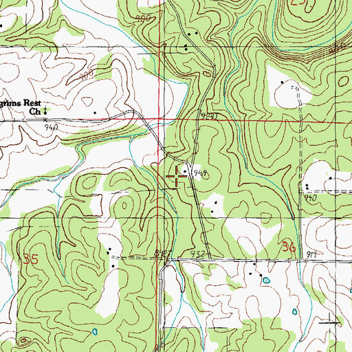 Topographic Map of Hughlett School (historical), MO