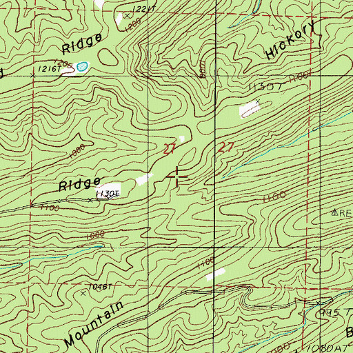 Topographic Map of Hickory Ridge, AR
