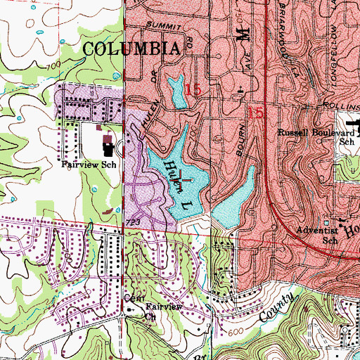 Topographic Map of Hulen Lake, MO