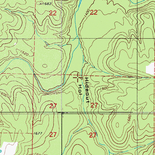 Topographic Map of Hideout Hollow, AR