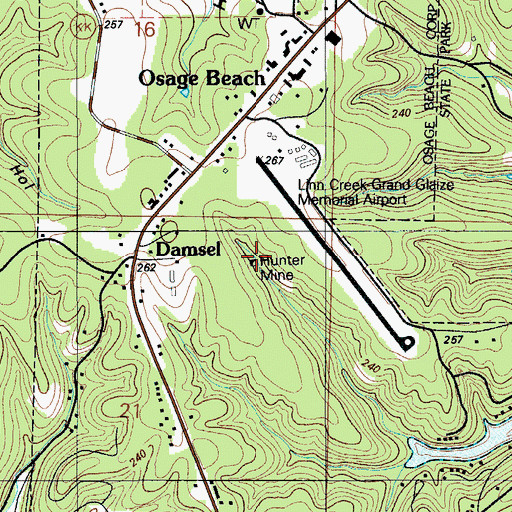 Topographic Map of Hunter Mine, MO
