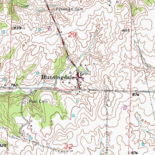 Topographic Map of Huntingdale, MO