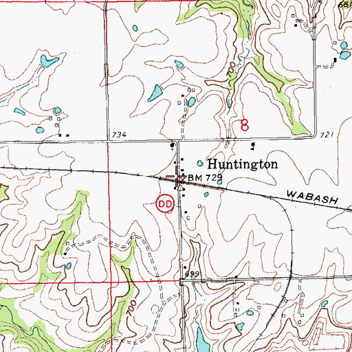 Topographic Map of Huntington, MO