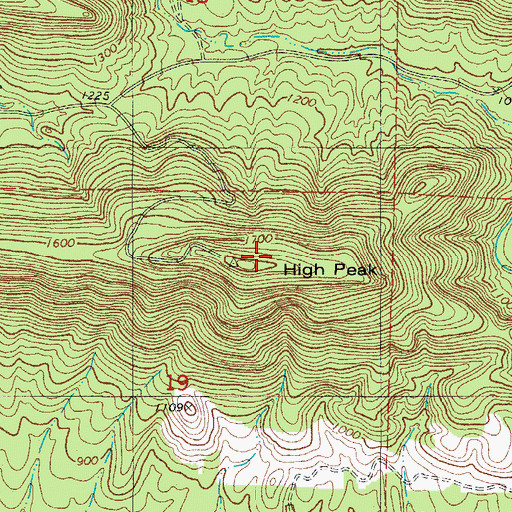 Topographic Map of High Peak, AR