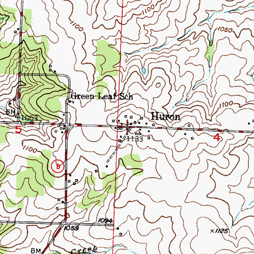 Topographic Map of Huron, MO