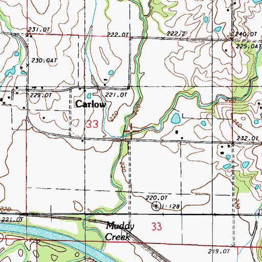 Topographic Map of Hurricane Branch, MO