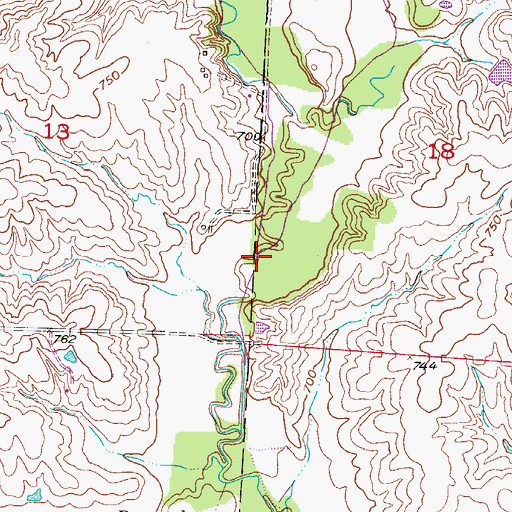 Topographic Map of Hurricane Branch, MO