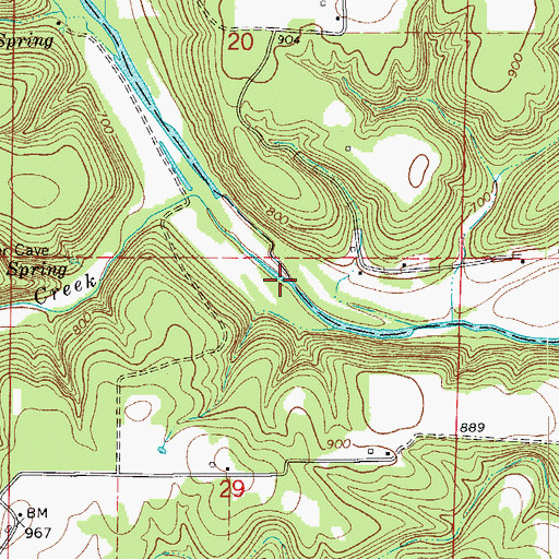 Topographic Map of Hurricane Creek, MO