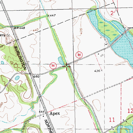 Topographic Map of Hurricane Creek, MO