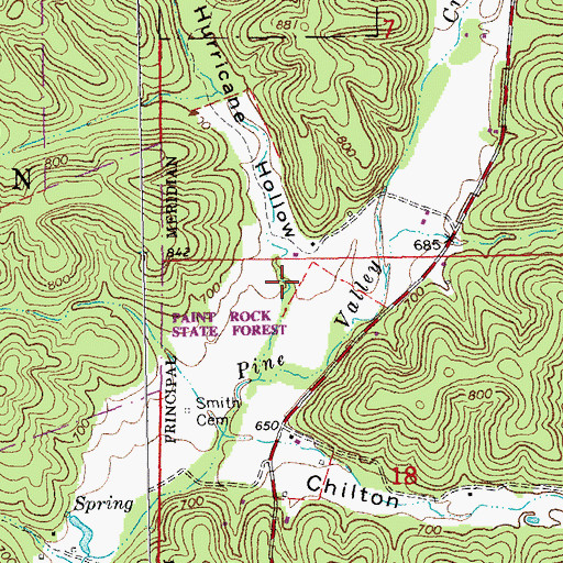 Topographic Map of Hurricane Hollow, MO