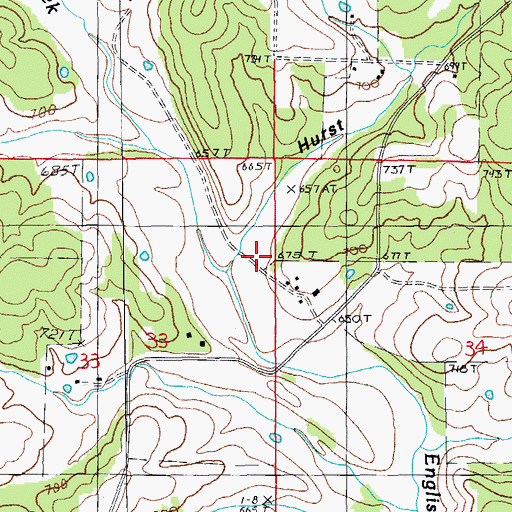 Topographic Map of Hurst Hollow, MO