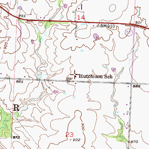 Topographic Map of Hutchison School (historical), MO