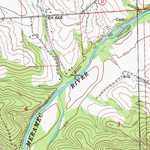 Topographic Map of Hyde Branch, MO