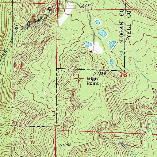 Topographic Map of High Point, AR