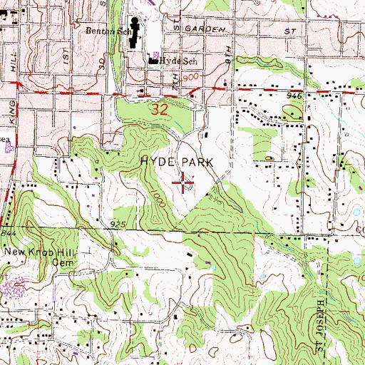 Topographic Map of Hyde Park, MO