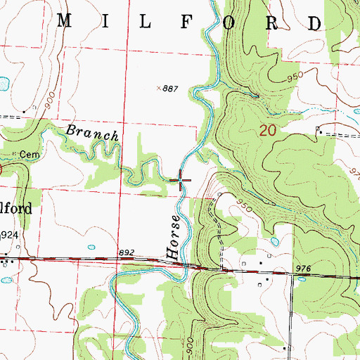 Topographic Map of Hyder Branch, MO