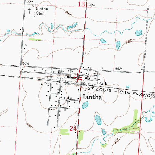 Topographic Map of Iantha, MO