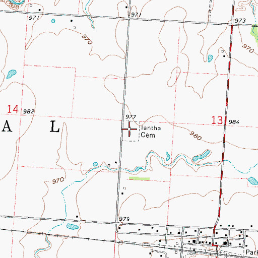 Topographic Map of Iantha Cemetery, MO