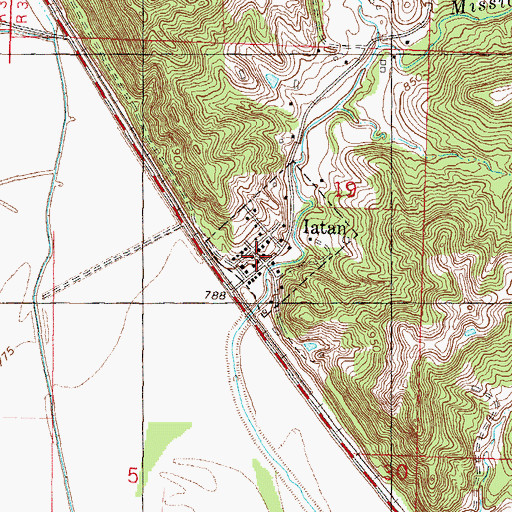 Topographic Map of Iatan, MO