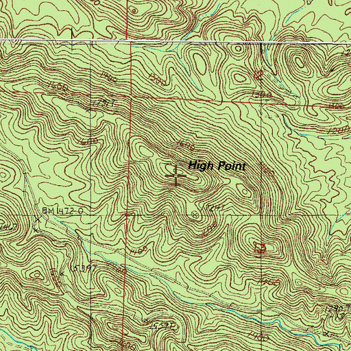 Topographic Map of High Point, AR