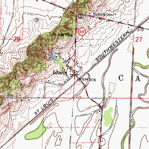 Topographic Map of Idalia, MO