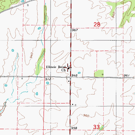 Topographic Map of Illinois Bend Church, MO