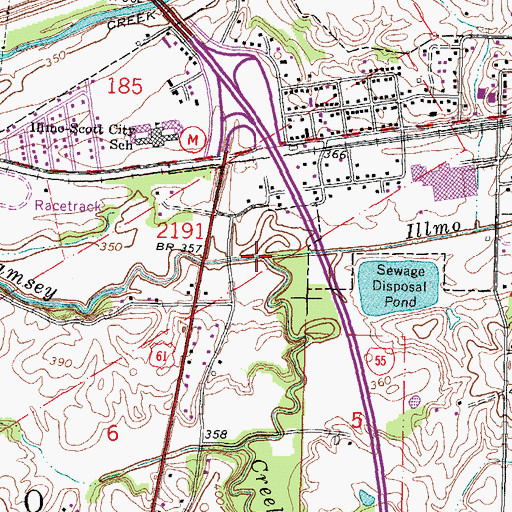 Topographic Map of Illmo Branch, MO