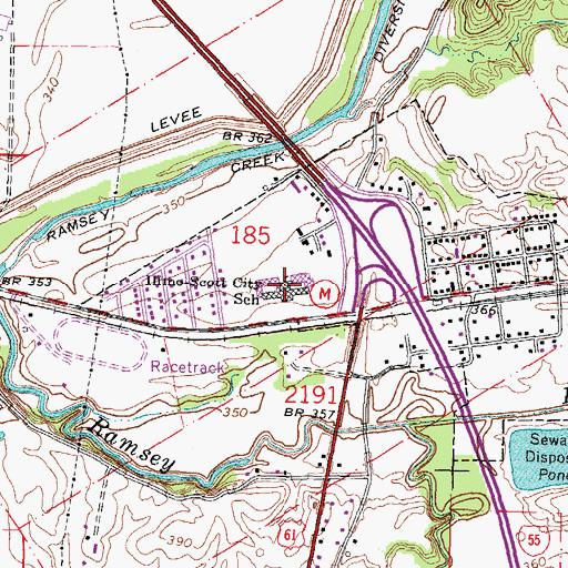 Topographic Map of Illmo-Scott City School, MO