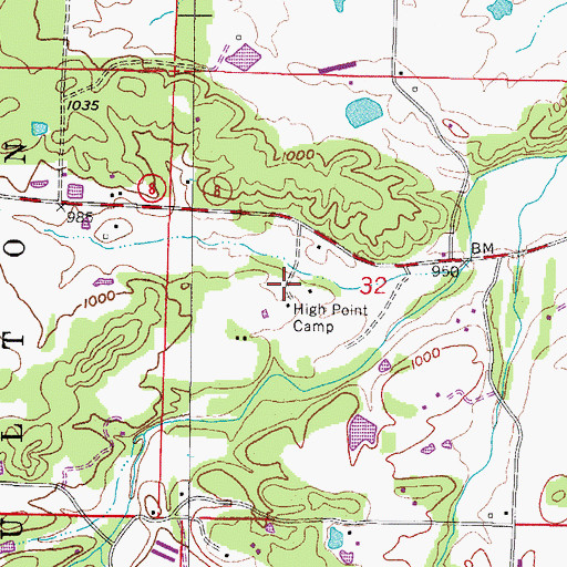 Topographic Map of High Point Camp, AR
