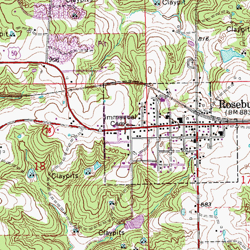 Topographic Map of Immanual Evangelical Lutheran Cemetery, MO