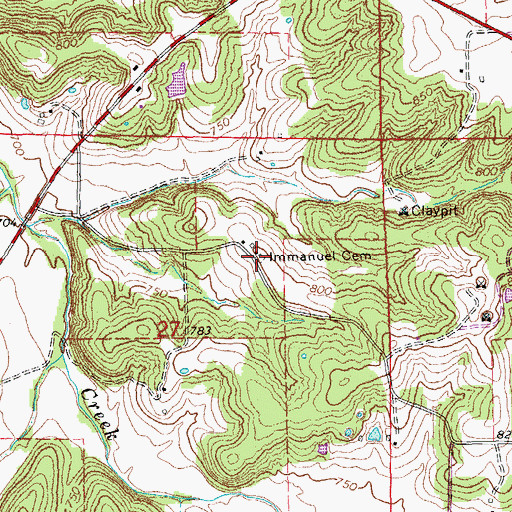 Topographic Map of Immanuel Cemetery, MO
