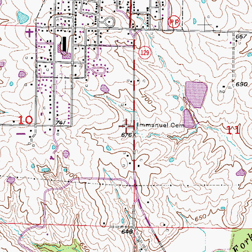 Topographic Map of Immanuel Cemetery, MO