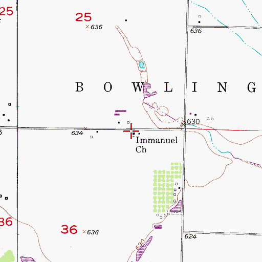 Topographic Map of Immanuel Church, MO