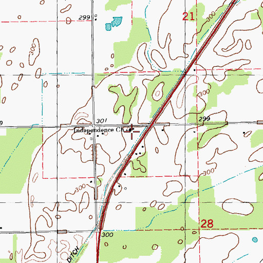 Topographic Map of Independence Church, MO