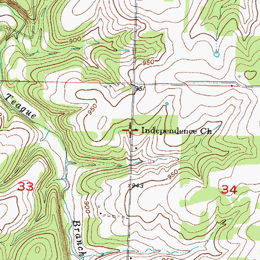 Topographic Map of Independence Church, MO