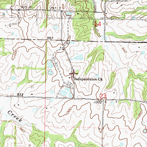 Topographic Map of Independence Church, MO