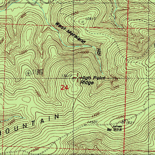Topographic Map of High Point Ridge, AR