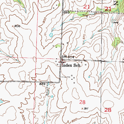 Topographic Map of Index School (historical), MO