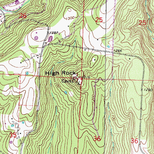 Topographic Map of High Rock, AR